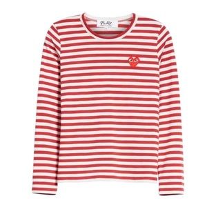 NWOT Comme des Garçons PLAY Stripe Cotton Tee Sz S